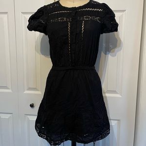 BLACK PUFF SLEEVE MINI DRESS